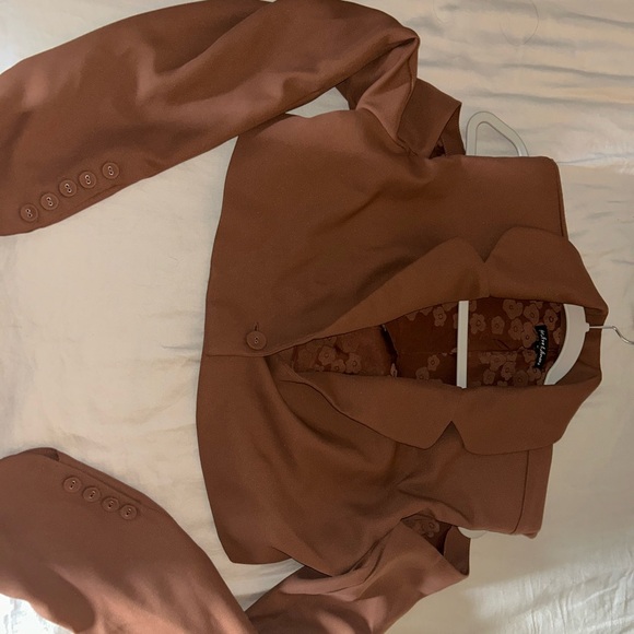 For Love & Lemons Alysa Crop Blazer in Brown - Picture 1 of 3